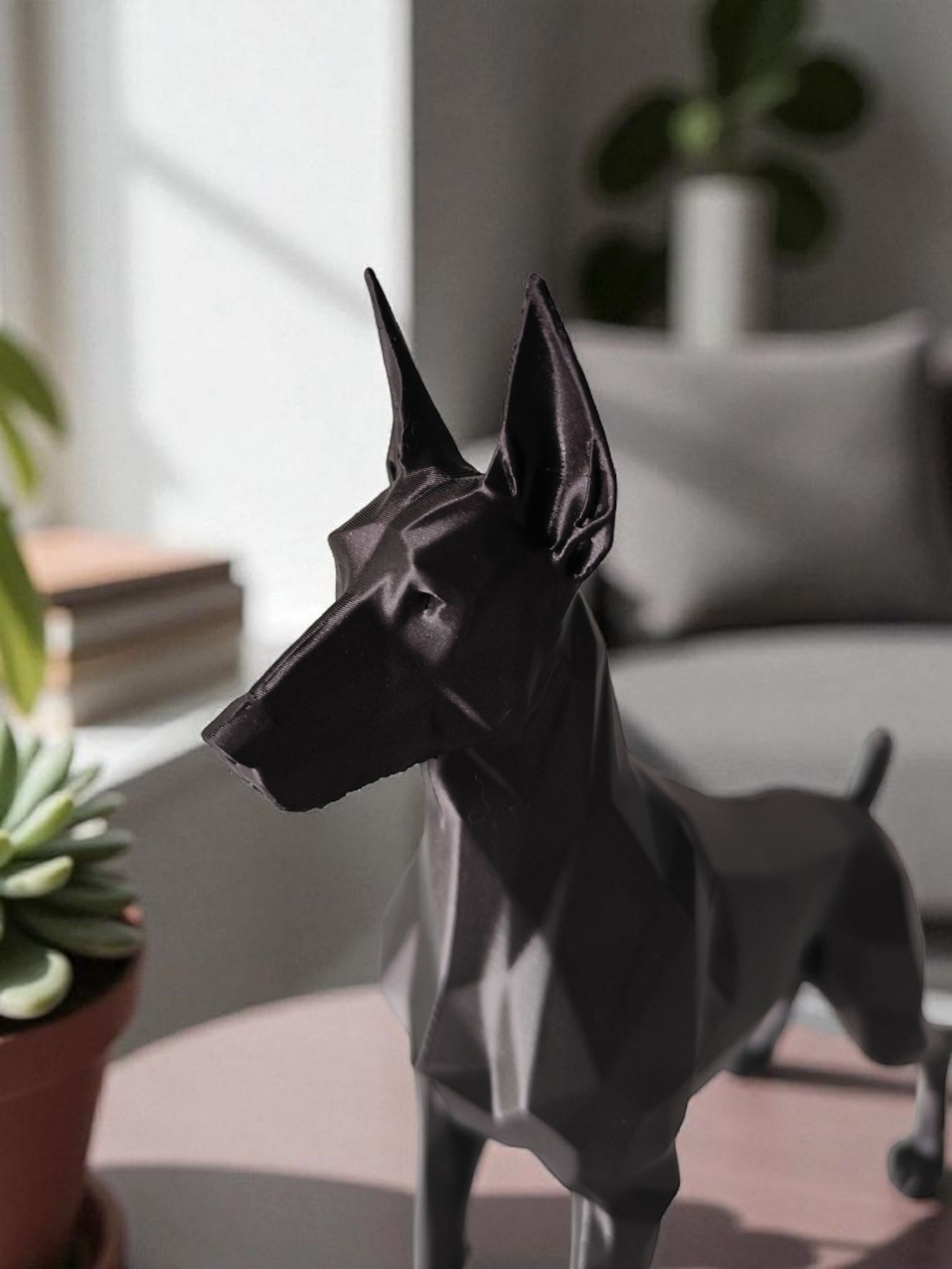 Guarding Low Poly Dobermann - Angle View